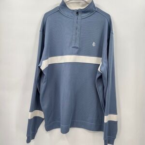 FootJoy XXL Quarter Zip Pullover Mens Blue White Stripe Athletic Golf Sweater